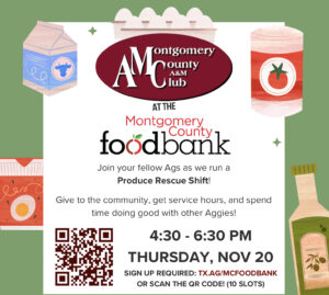 Flyer for MC Aggie Food Bank volunteering